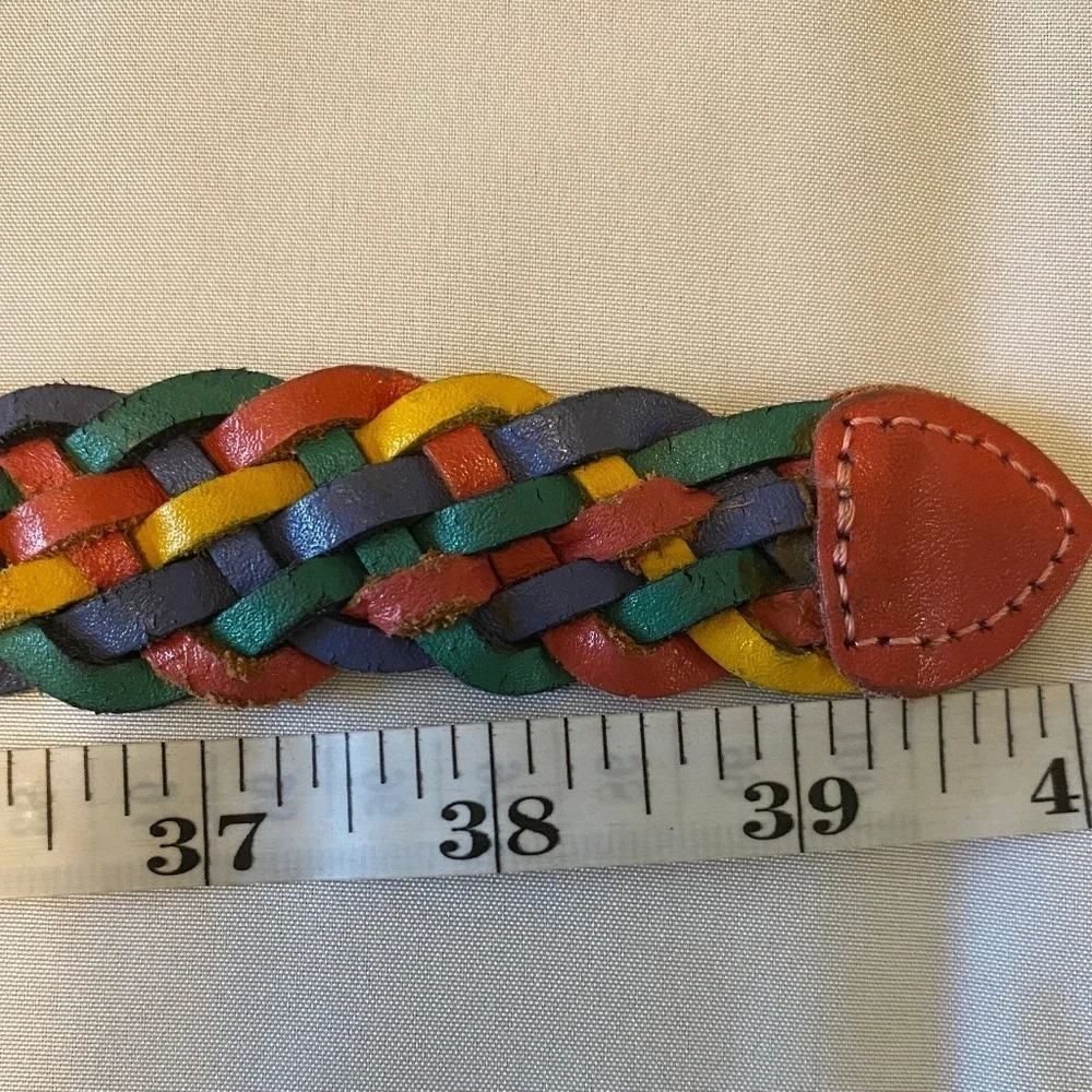 Vintage Rainbow Leather Braided Belt- ML‎